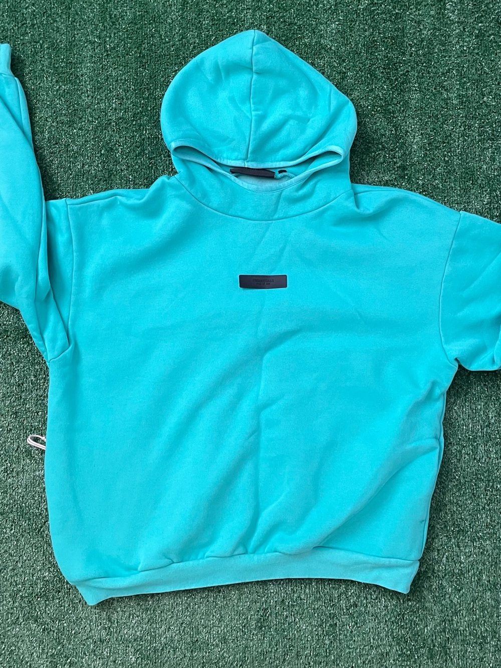 Essentials Men's Teal Crewneck Hoodie - Vibrant Pullover